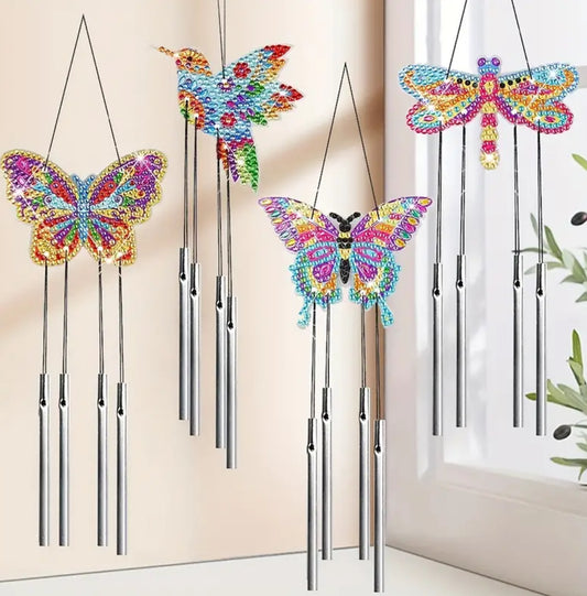 4pk Wind Chimes -  Butterflies + Hummingbird